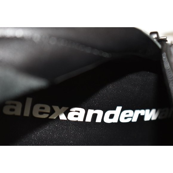 $1000 Alexander Wang Platform Bootie SOCK SQUARE HEEL LEATHER BLACK 37 (DA14) - Picture 10 of 10